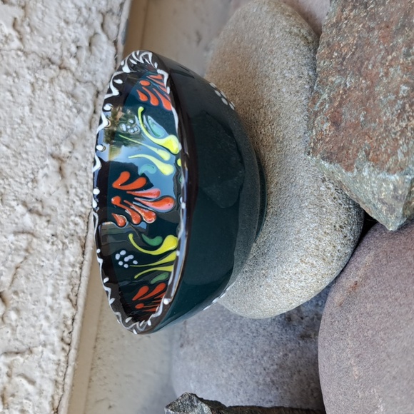 Beautiful Small Ceramic Turkish Dipping Bowl for Olive Oil nwot Handpainted Boho - Picture 2 of 6